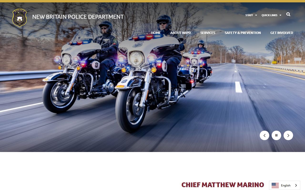 New Britain Police Department website for Hartford County arrest records