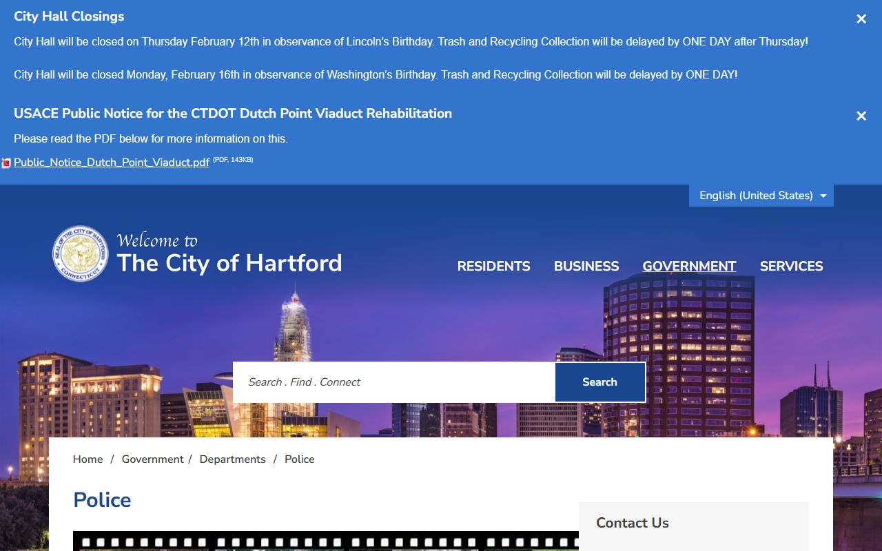 Hartford Police Department building and official homepage